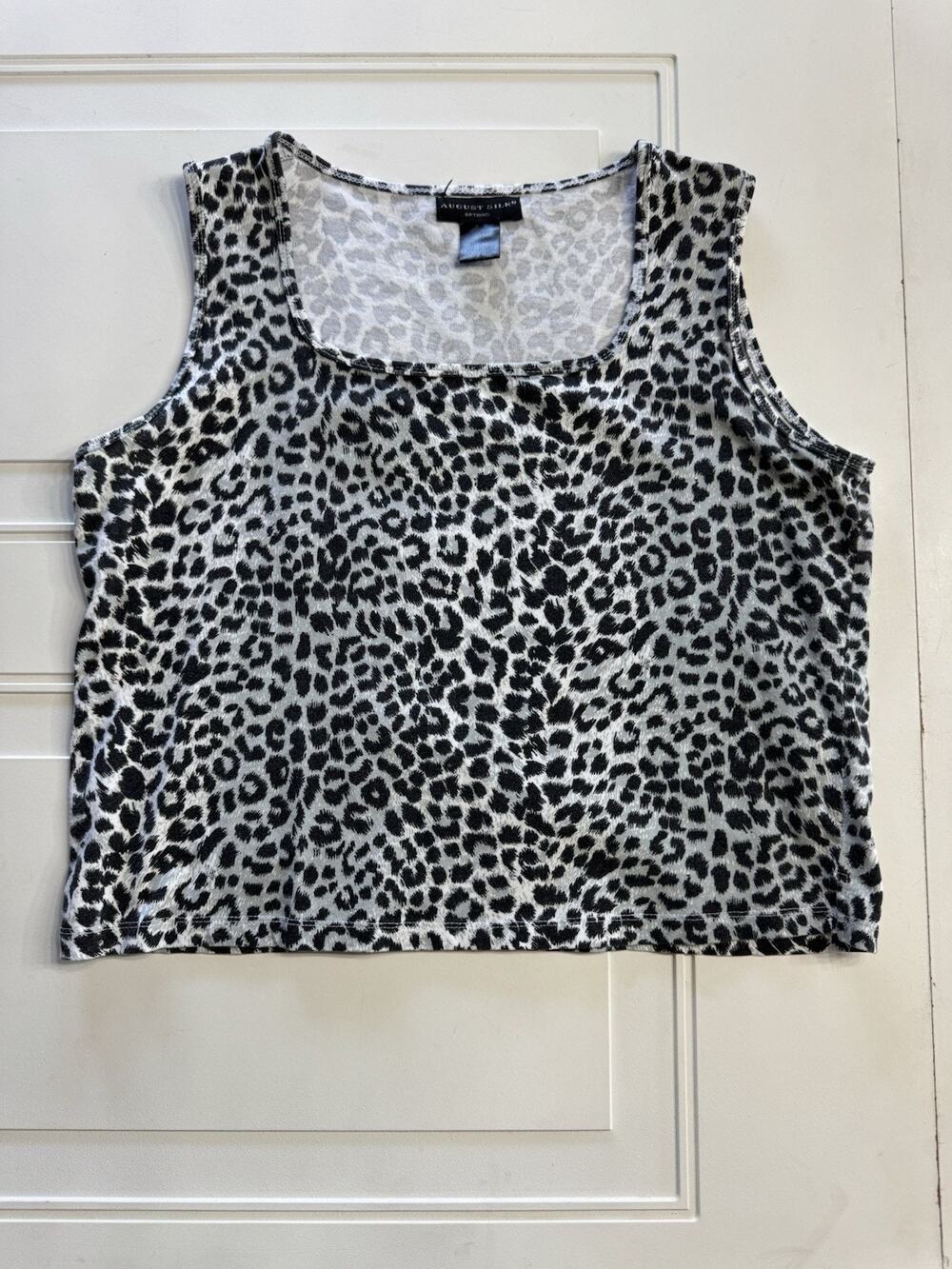 August Silk Womens Sz L Options Vintage Crop Tank Top Animal Print Cotton